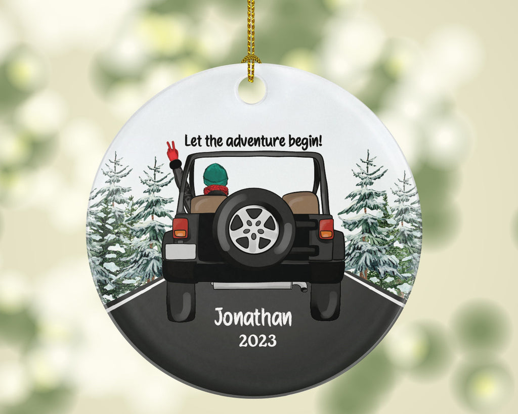 New Driver Christmas Ornament - Personalized Boy Male SUV Car Driving Adventure New License Owner Driver's Plate Custom Gift For Teenage