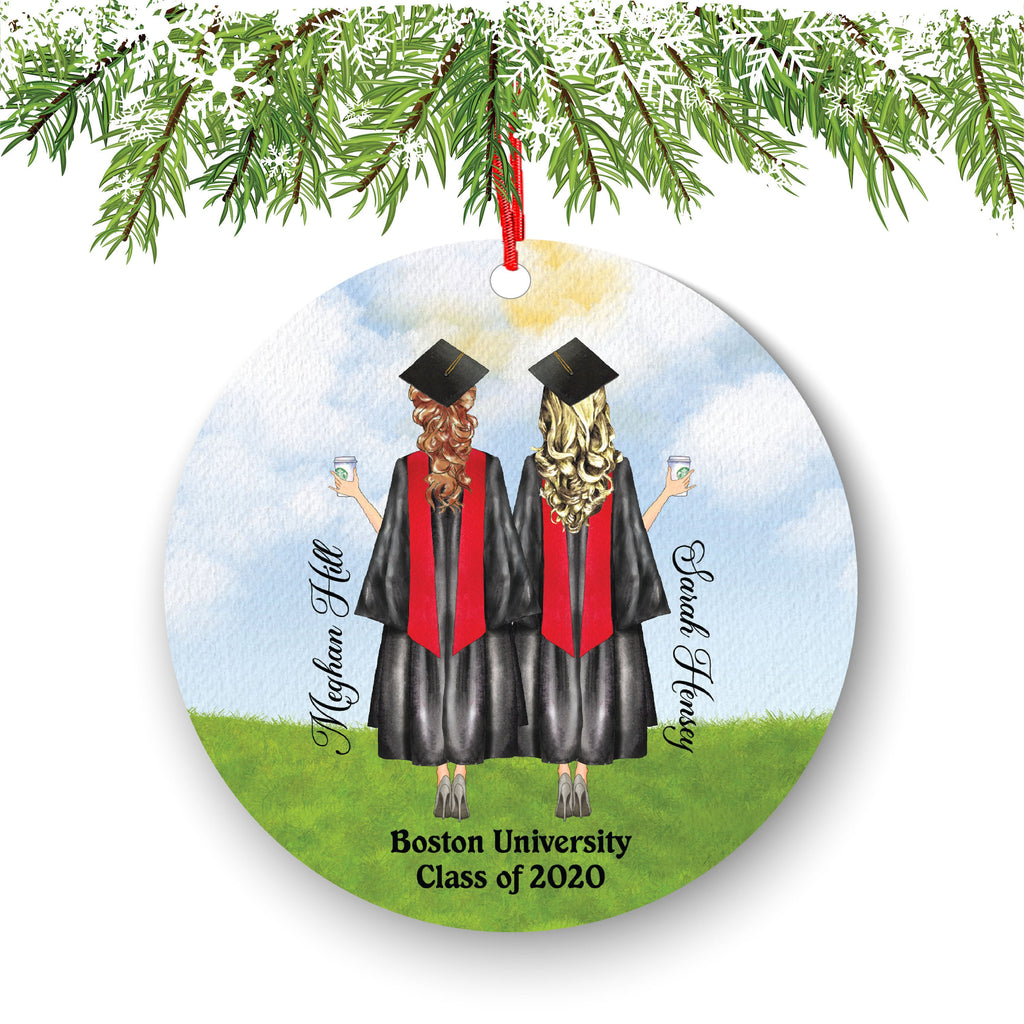 Personalized Graduation Christmas Ornament Class of 2020 2021 for Graduate Female Bff Besties Masters Bachelor Doctorate College High School
