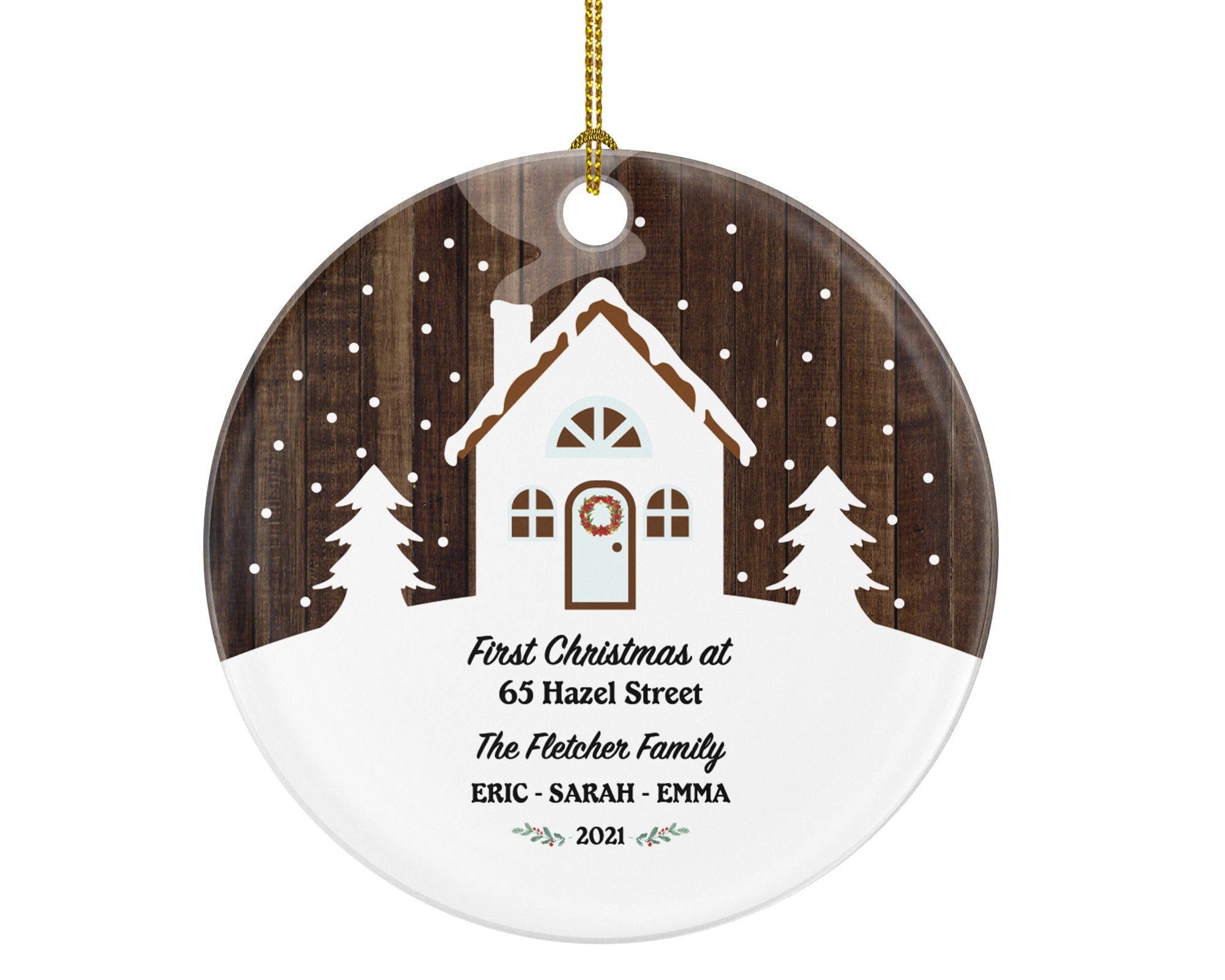 First Christmas in Our New Home Ornament - Personalized Housewarming Wedding House Homeowner Property Casa Villa Mansion Buyer Owner Broker