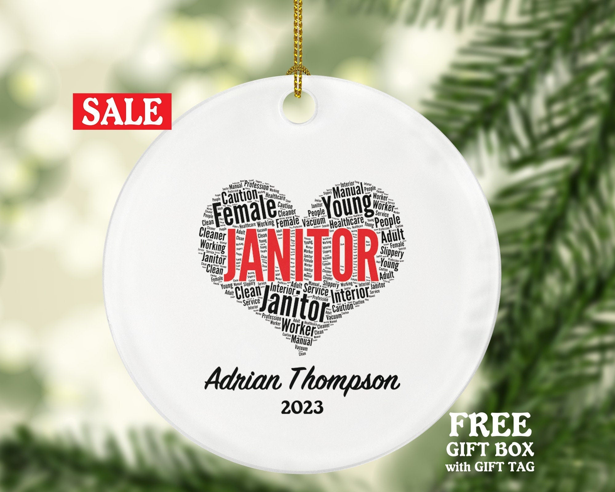 Janitor Personalized Christmas Ornament - Coworker Custom Gift