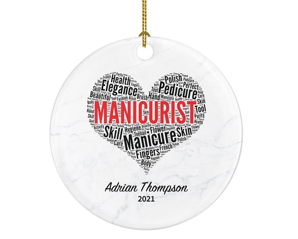 Manicurist Christmas Ornament Personalized - Nail Tech Artist Cosmetology Specialist Graduation Beauty Salon Owner Gift