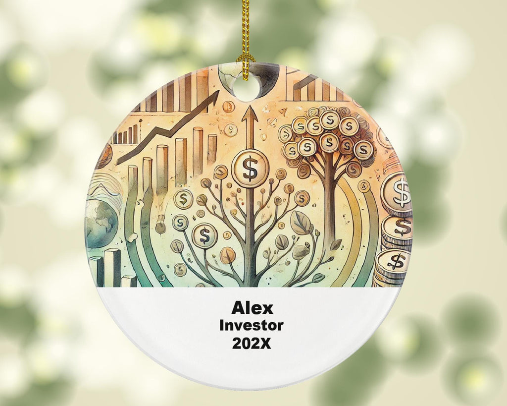 Personalized Investor Ornament – Custom Finance Gift – Wealth Builder Ornament with Name and Year