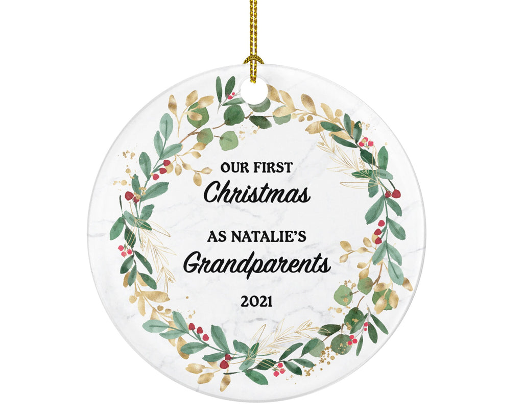 Grandparents First Christmas Ornament Personalized, As Grandma and & Grandpa Custom Gift First Christmas