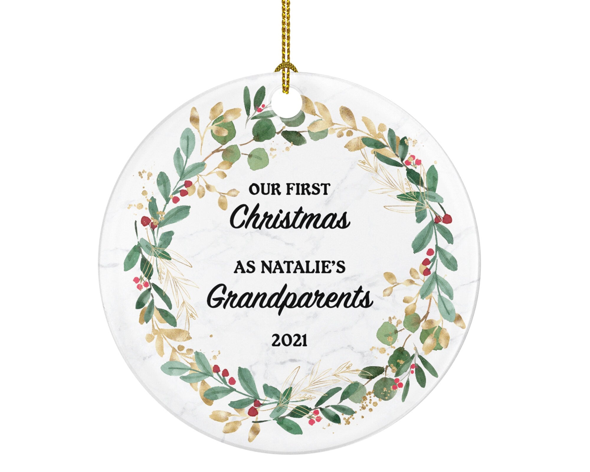 Grandparents First Christmas Ornament Personalized, As Grandma and & Grandpa Custom Gift First Christmas