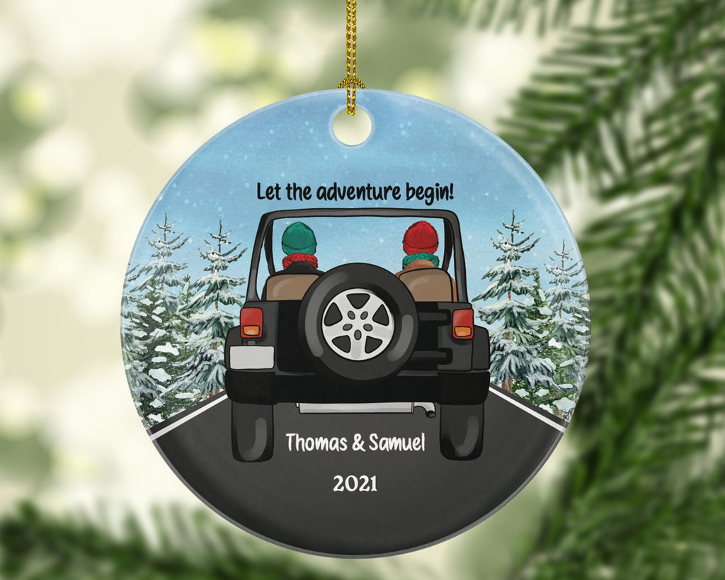 Car Driving Friends Christmas Ornament - Traveled Together First Trip Male Boy Personalized New Car Gift for SUV Adventure