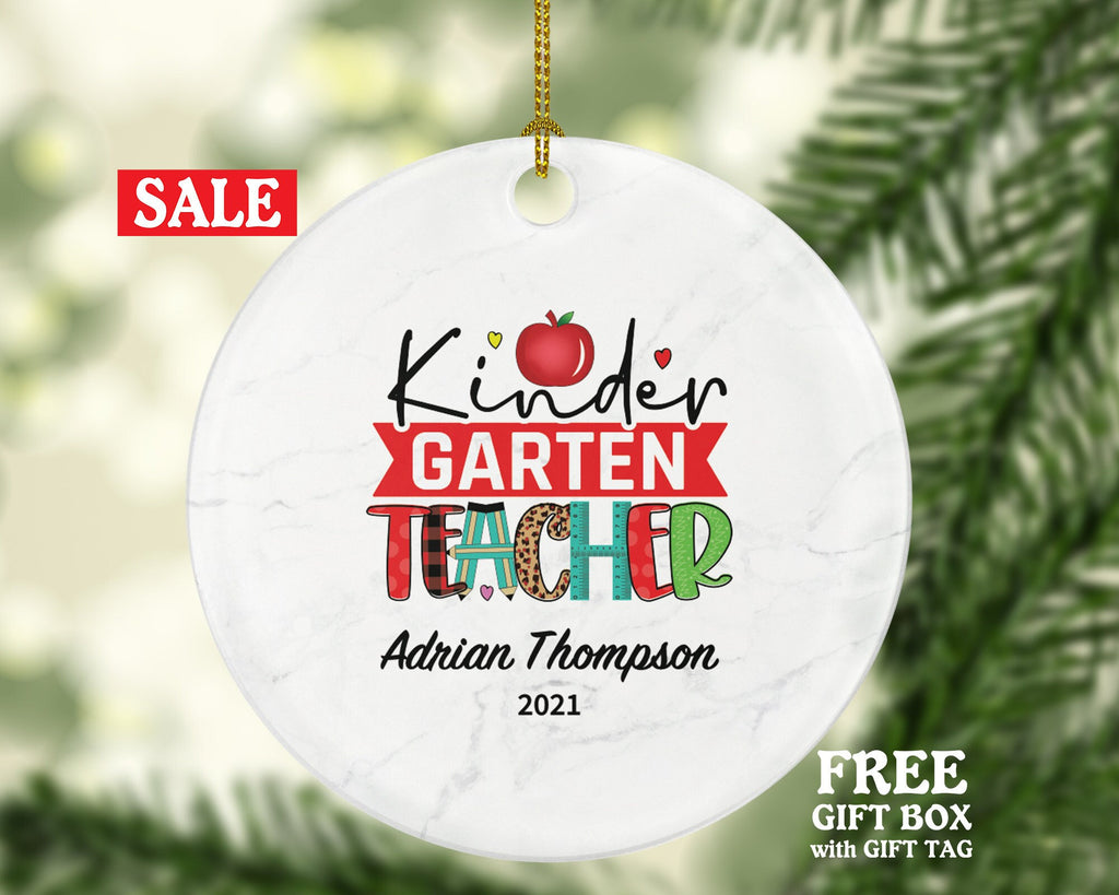 Kindergarten Teacher Ornament Personalized - Preschool Montessori Tiny Humans Teacher Custom Gift from Student Appreciation Mr Mrs School
