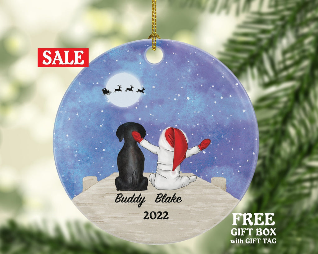 Baby and Pet Christmas Ornament, First Christmas Together, Baby Boy Gift, Dog Lover Gift, Cute Gift, Personalized Ornament