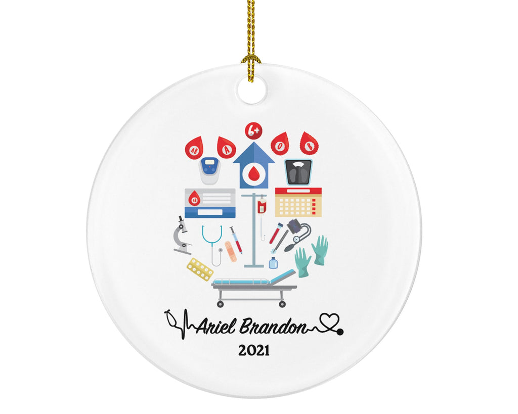Blood Donation Worker Personalized Christmas Ornament - Health Worker Gift from Patient for Nurse Physician Medical Doctor
