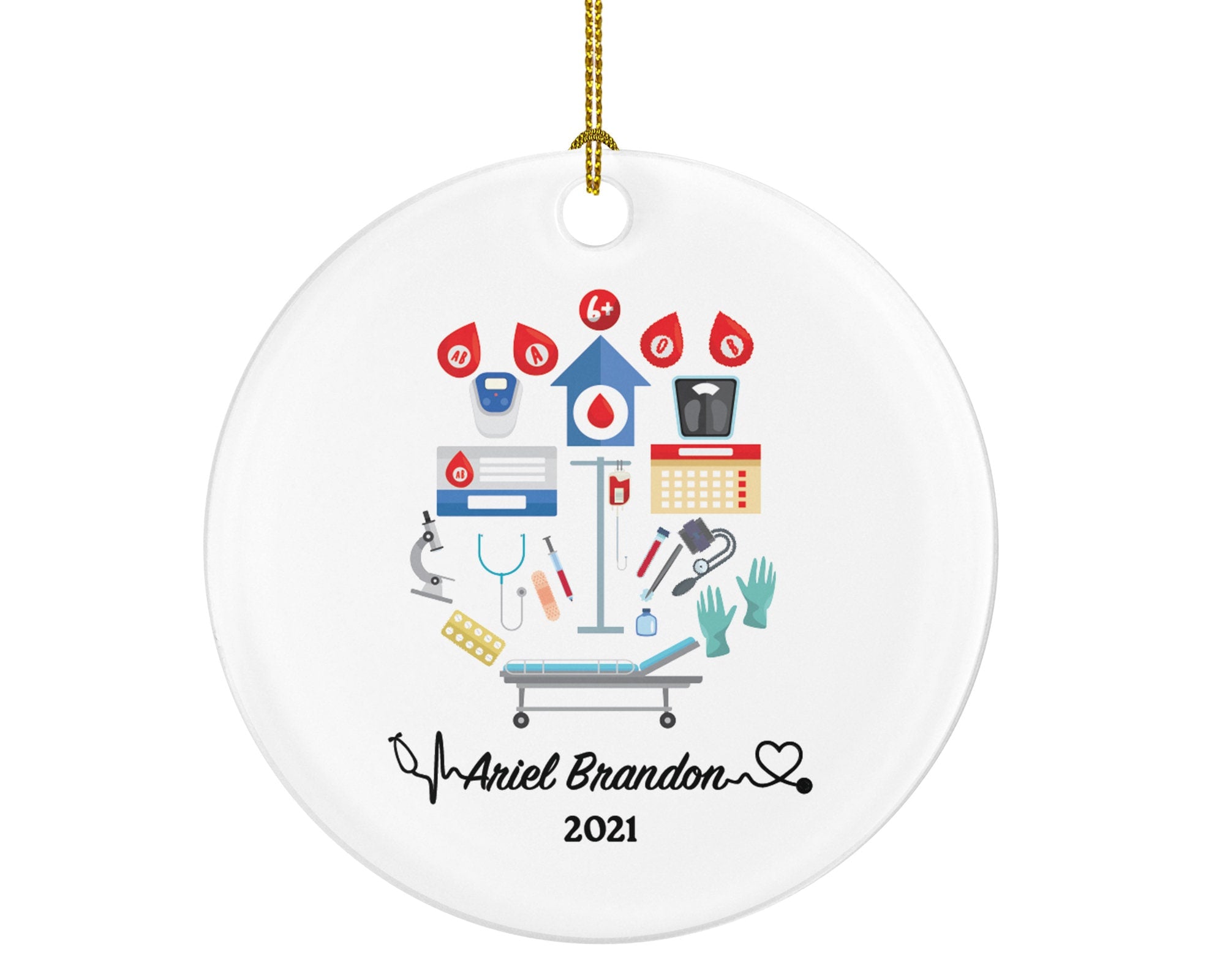 Blood Donation Worker Personalized Christmas Ornament - Health Worker Gift from Patient for Nurse Physician Medical Doctor