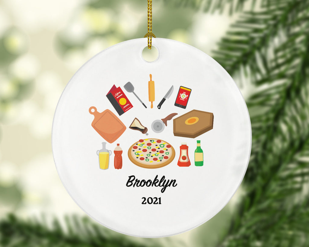 Pizza Shop Owner Worker Pizza Chef Christmas Ornament Personalized, Custom Cooking Kitchen with Name Gift for Best Chef Cooking Lover