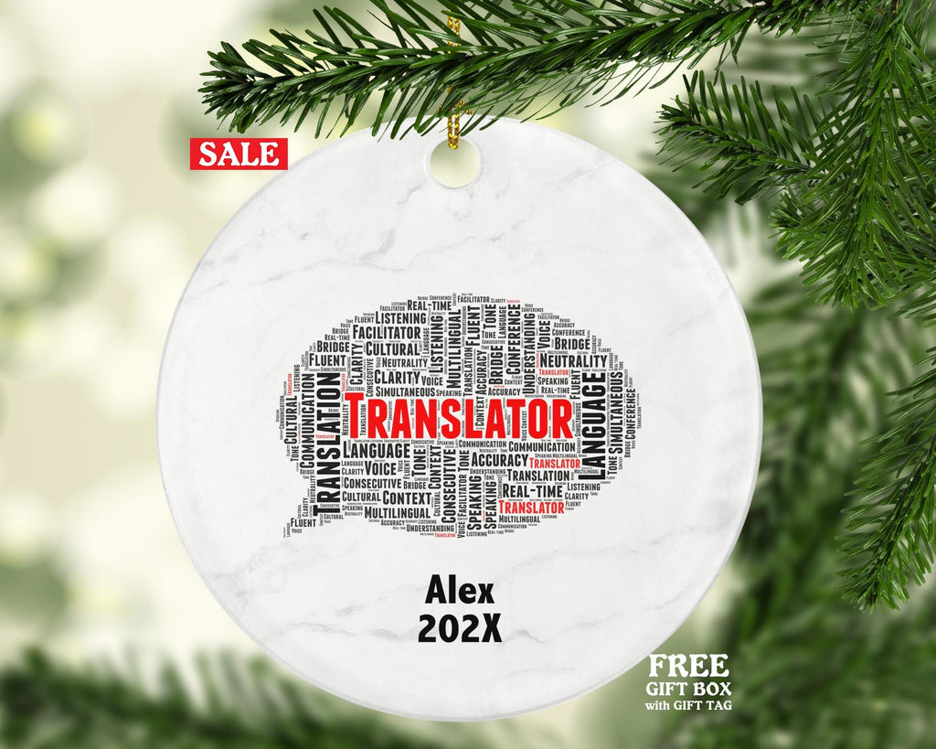 Personalized Translator Ornament – Custom Gift for Linguists and Language Professionals – Word Art Keepsake