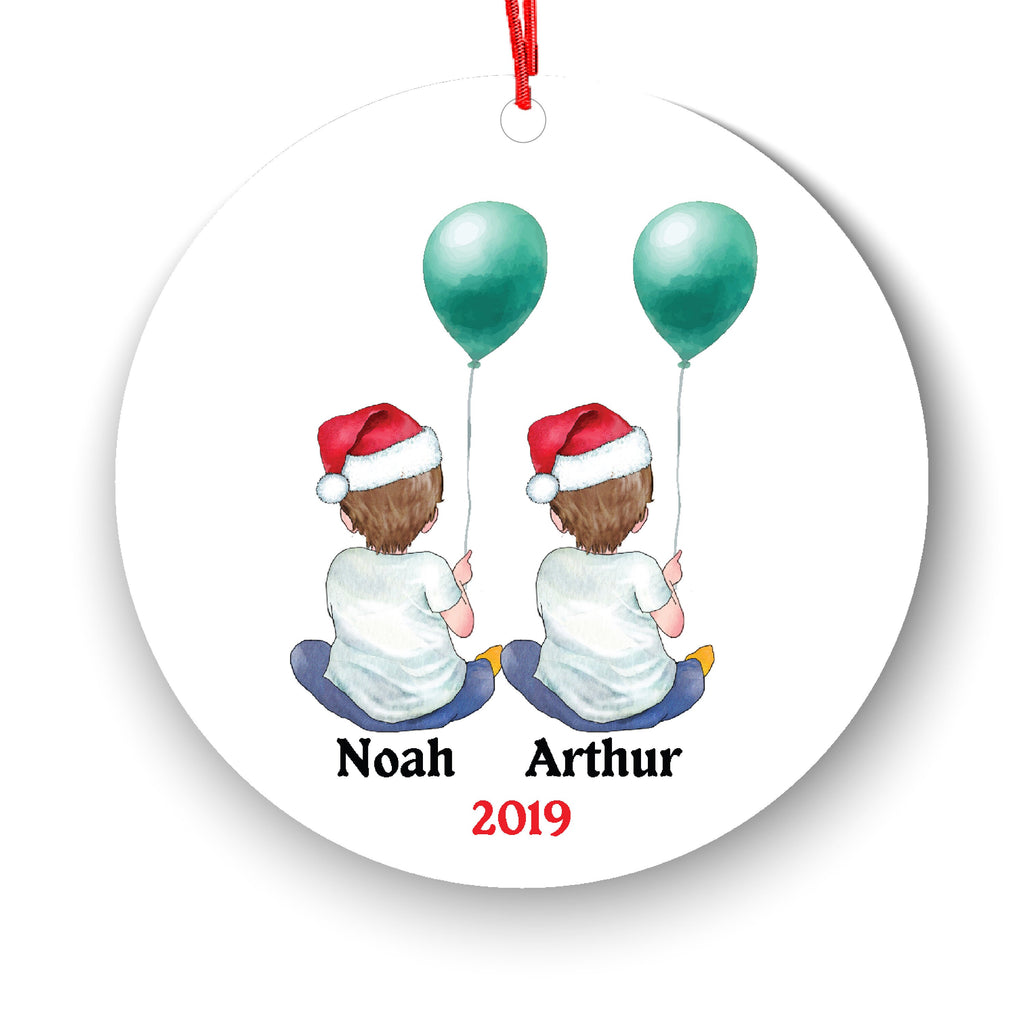 Personalized Christmas Ornament Twin Baby Boys Girls Baby's First New Baby Portrait Parent Mommy Daddy Mom Dad Newborn 1st Gift Custom Name
