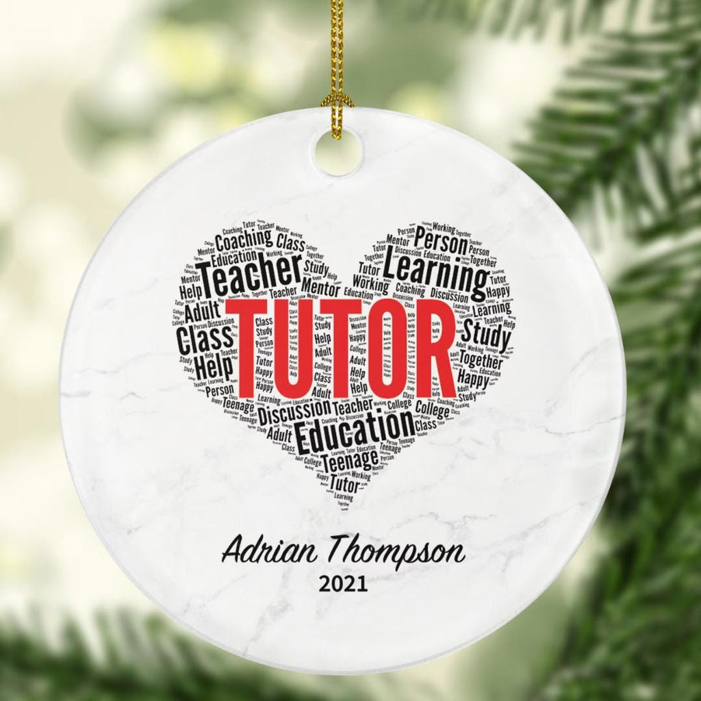 Tutor Christmas Ornament Personalized - Gift for Tutor - Custom Name Date