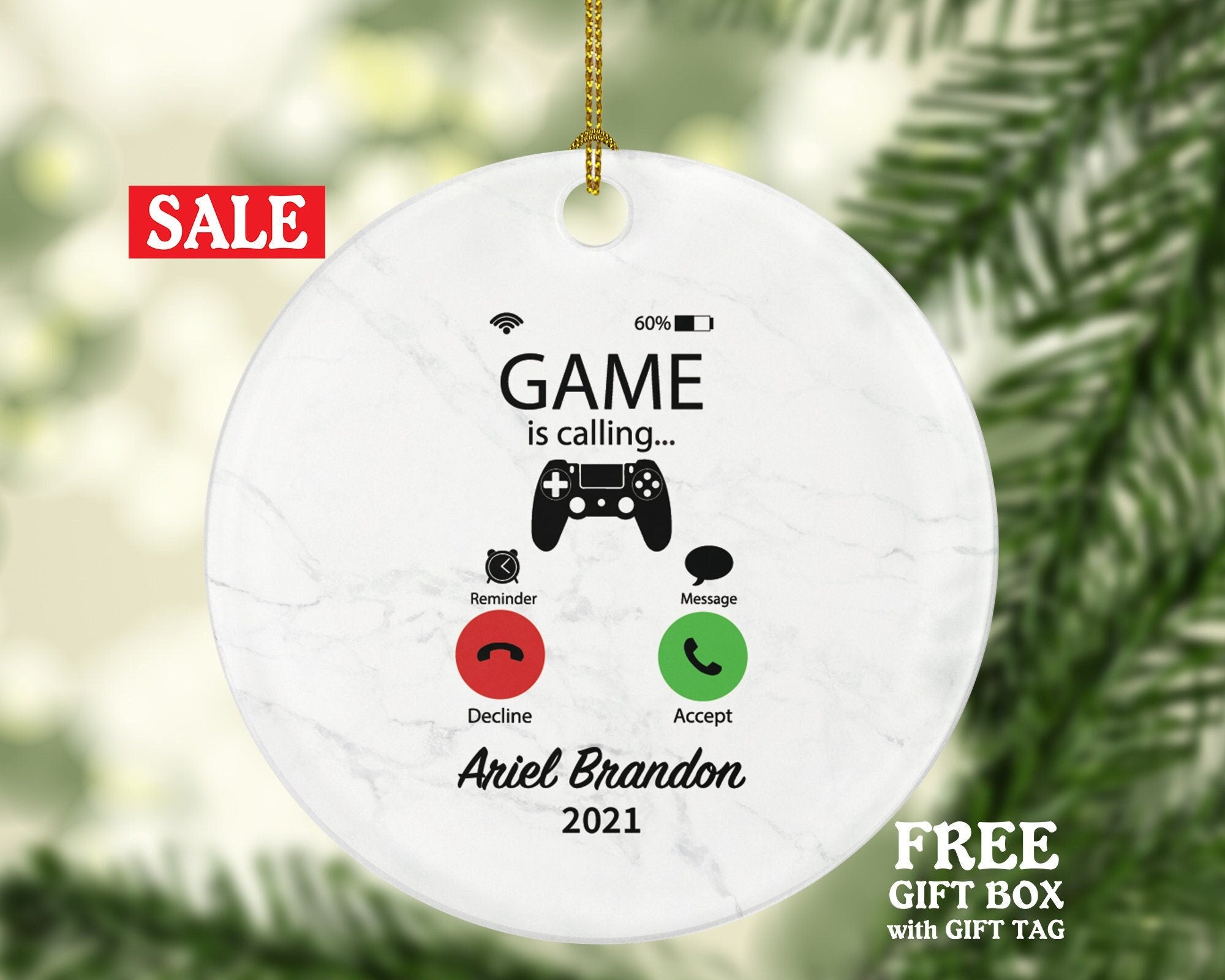 Video Game Player Gamer Christmas Ornament Personalized - Playing Game Controller Addict Hobby