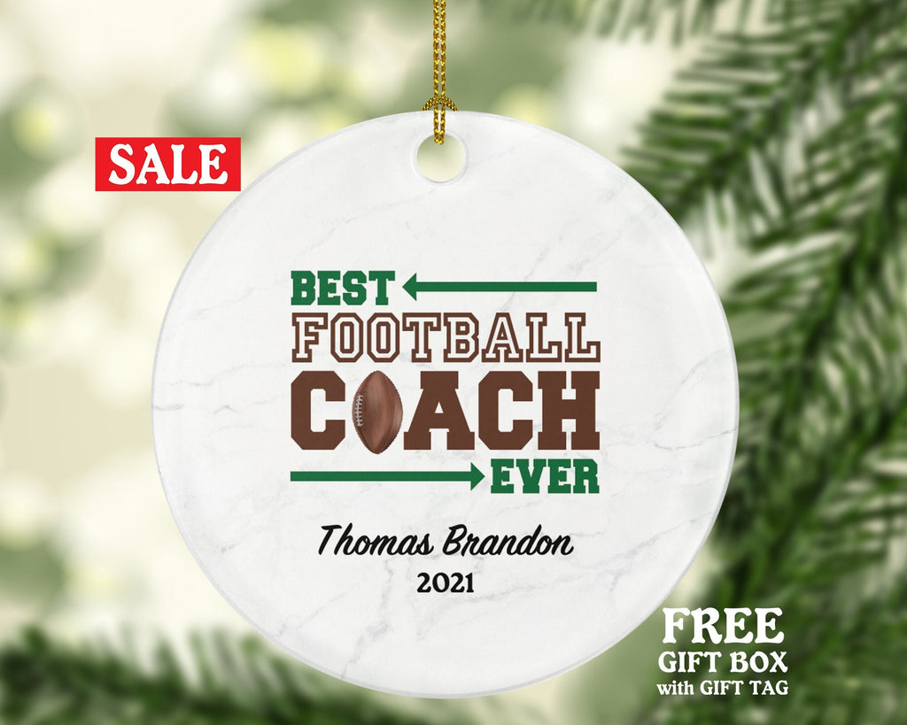 Best Football Coach Ever Christmas Ornament Personalized - Football Rugby Team Coach Sports Match Gift Ornament Custom Name