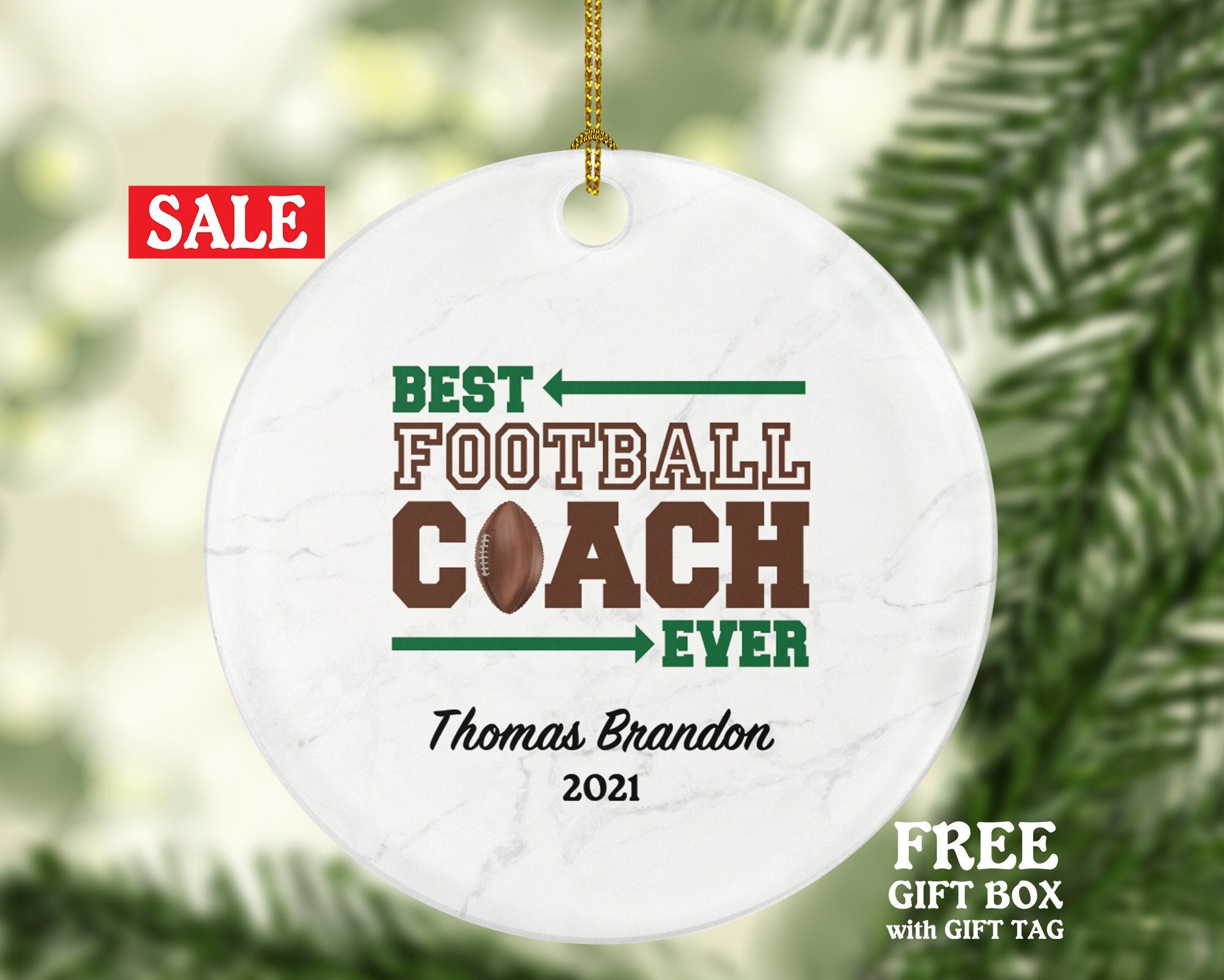 Best Football Coach Ever Christmas Ornament Personalized - Football Rugby Team Coach Sports Match Gift Ornament Custom Name