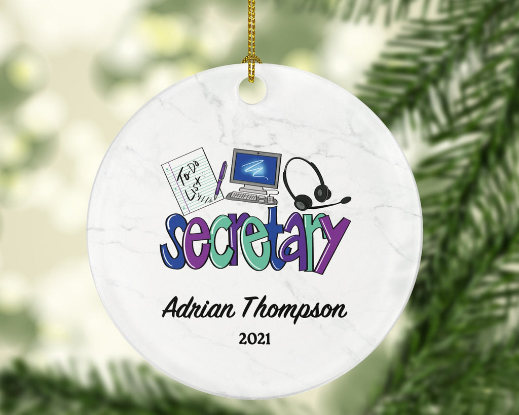 Secretary Christmas Ornament Personalized - Custom Office Secretary Gift - custom Name Year
