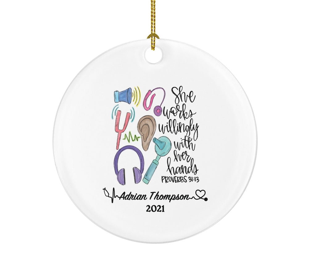 Audiologist Christmas Ornament Personalized - Hearing Doctor Audiology Gift Graduation Thank You Appreciation Gift for Female or Male