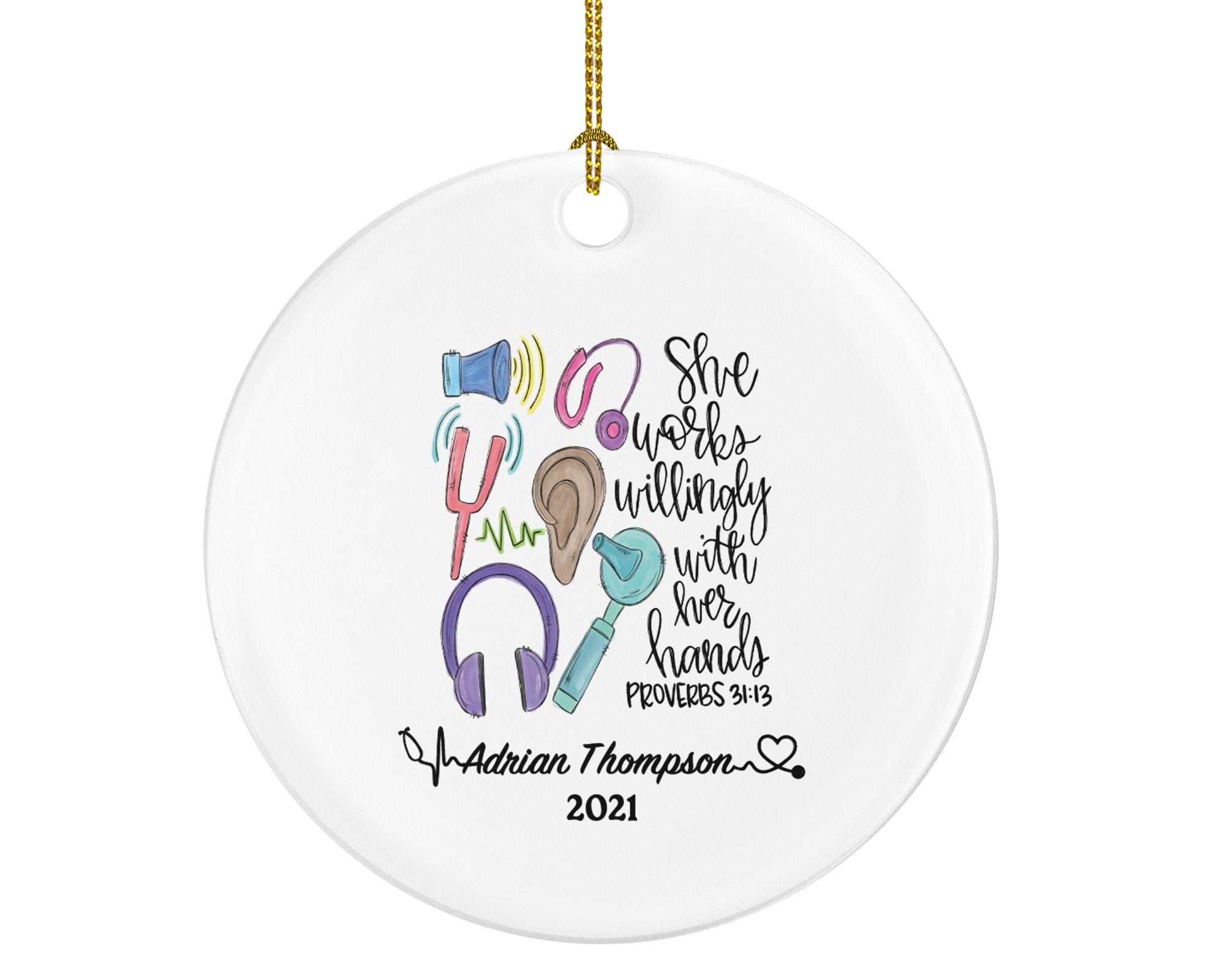 Audiologist Christmas Ornament Personalized - Hearing Doctor Audiology Gift Graduation Thank You Appreciation Gift for Female or Male