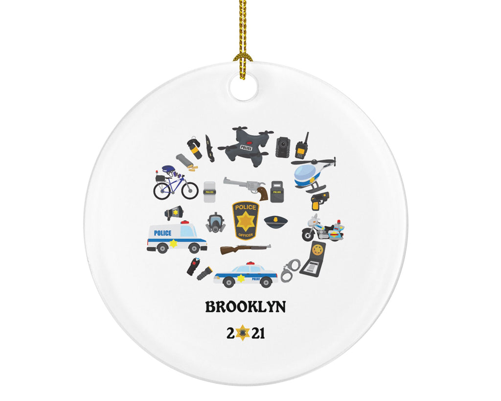 Policeman Ornament - Police Team Officer Christmas Gift Personalized - Car Helicopter Office Gun Badge