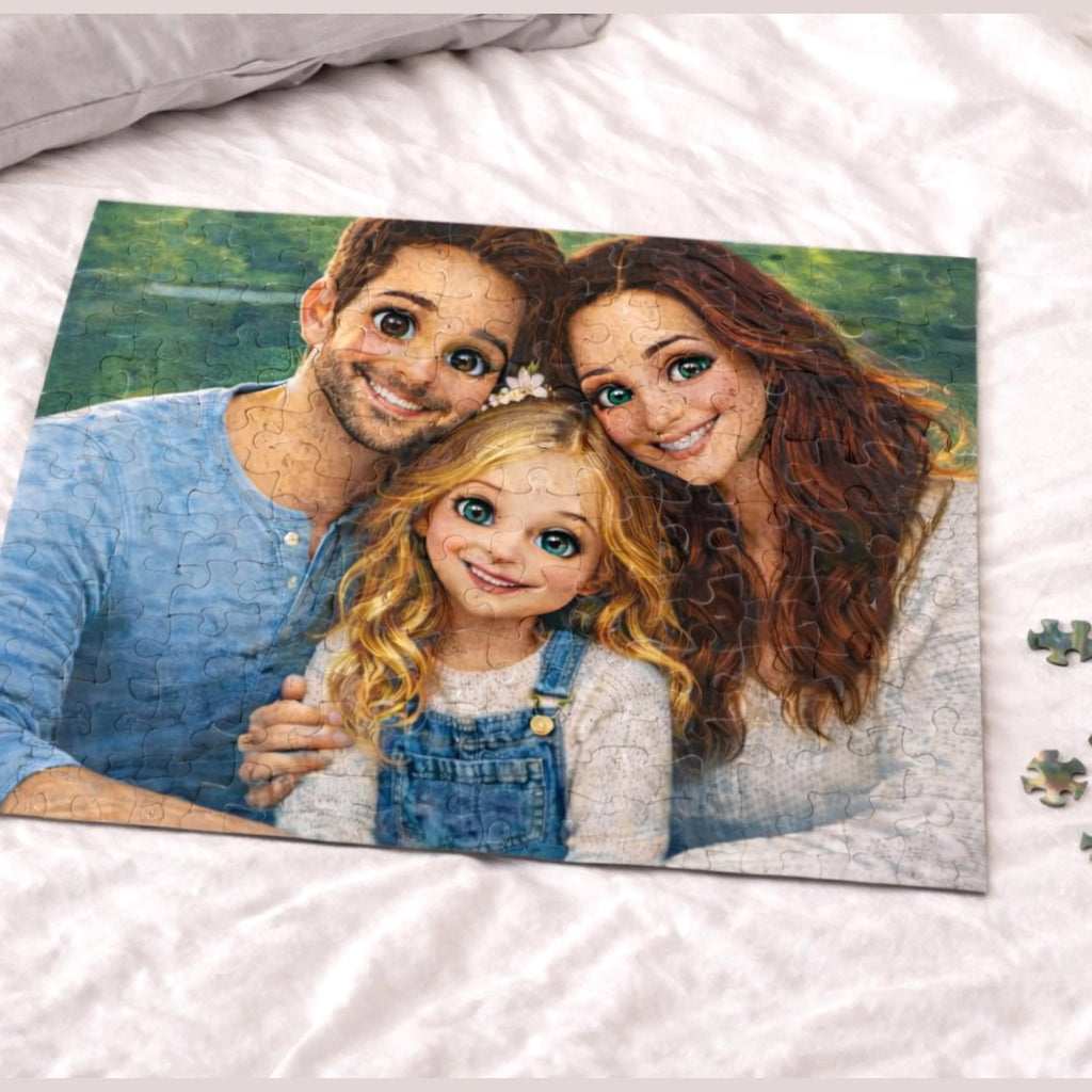 Custom Cartoon Puzzle From Photo - Jigsaw Puzzles from Picture - 120 Pieces - Gift for Couples, Families, Friends & Relatives