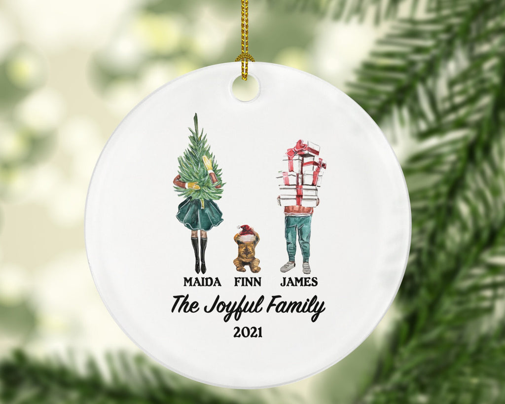 Family of 3 Christmas Ornament Personalized - Parents Mother Father Child Girl Boy Mom Dad Gift