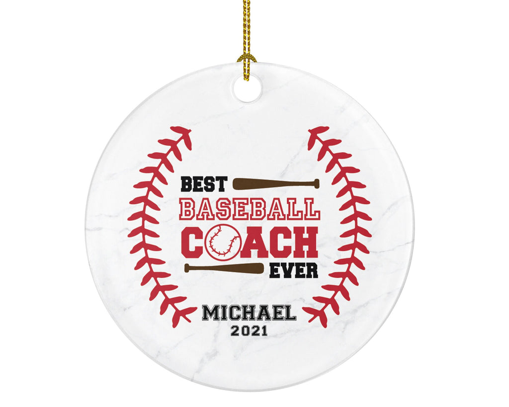 Best Baseball Coach Ever Christmas Ornament Personalized - Player Gamer Sports Decorations Hobby Occupation Custom Gift Play Game