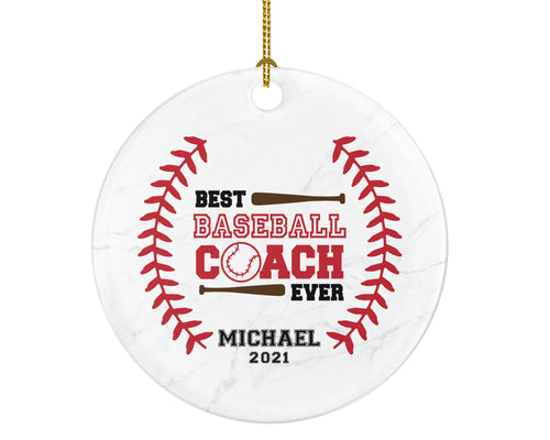 Best Baseball Coach Ever Christmas Ornament Personalized - Player Gamer Sports Decorations Hobby Occupation Custom Gift Play Game