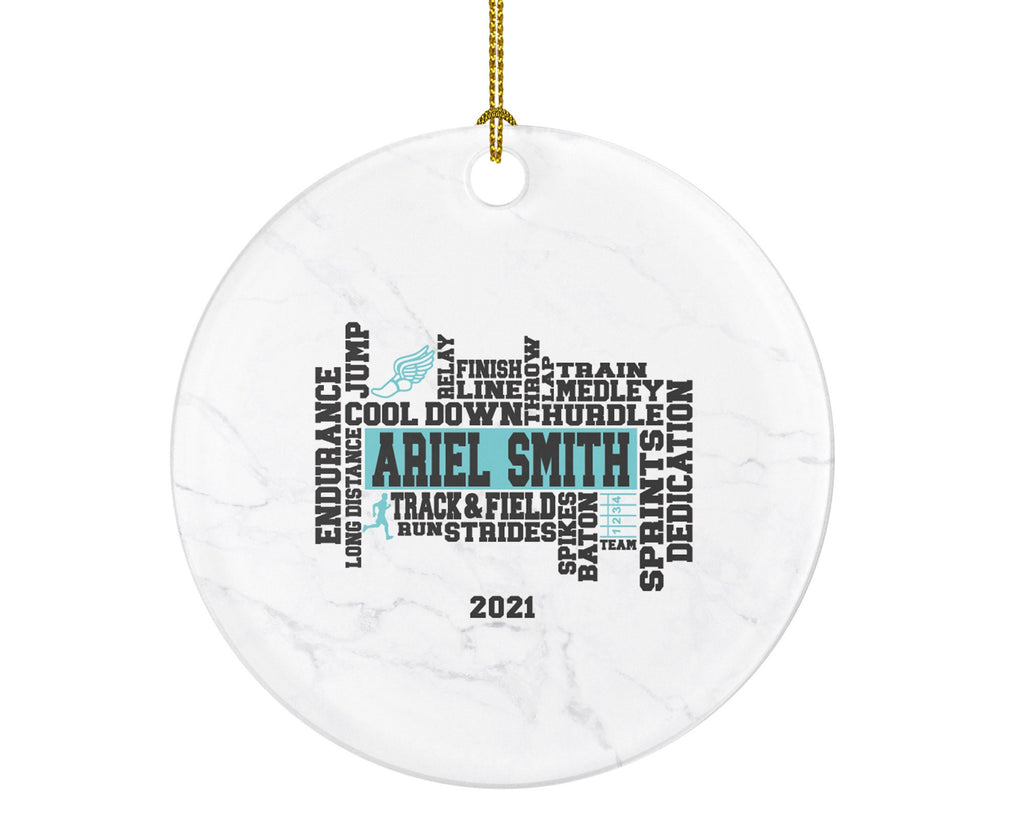 Track and Field Christmas Ornament Personalized - Running, Jumping, and Throwing Skills Gift for Track & Field - Custom Name Year