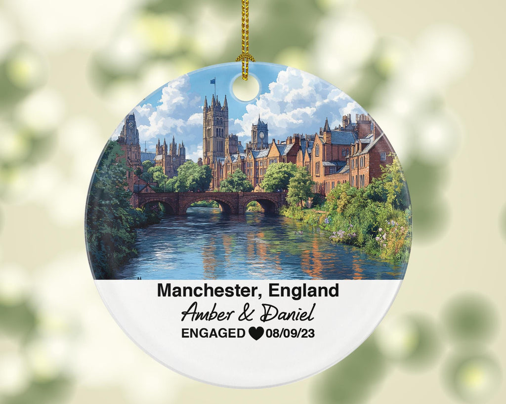 Manchester England Round Ceramic Christmas Ornament – Personalized  Old Trafford Keepsake, Custom Couple Gift for Wedding or Honeymoon