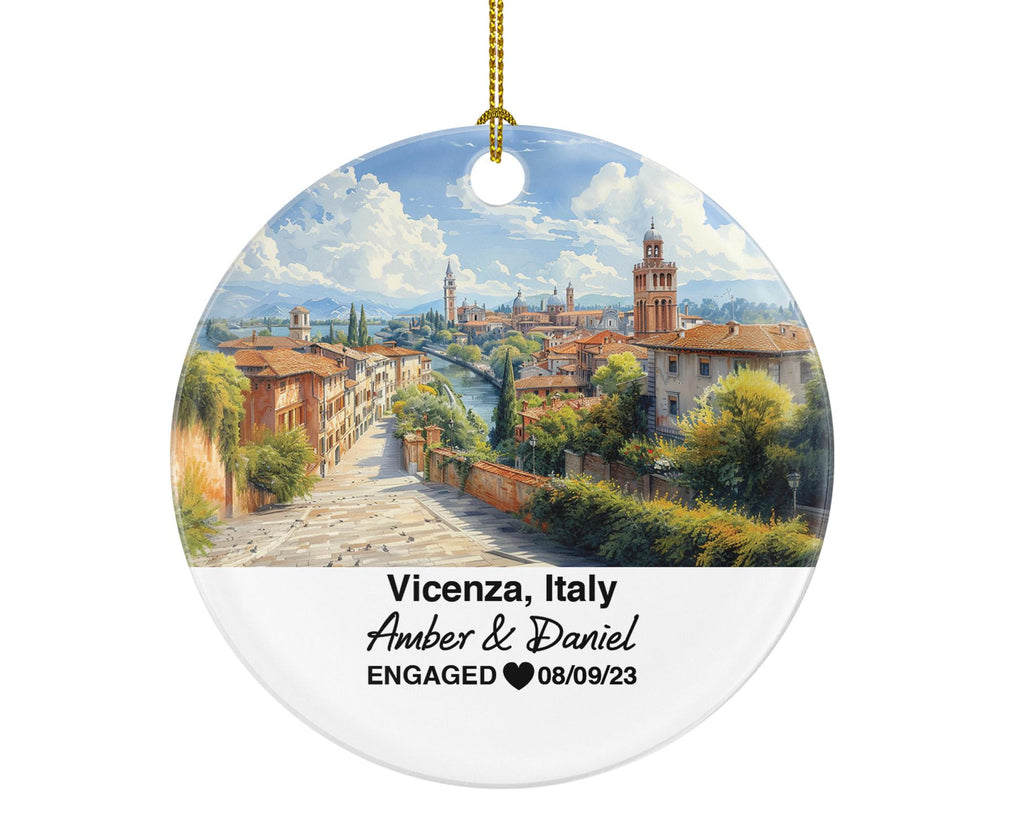 Custom Italy Vicenza Christmas Ornament, Monte Berico, Personalized Couple Gift, Celebrate Wedding, Engagement, Honeymoon