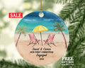 Engagement Personalized Christmas Ornament - Beach Chair Summer Palm Sand Our First Engaged Couple Newly 1st Xmas Future Husband Wife Lover