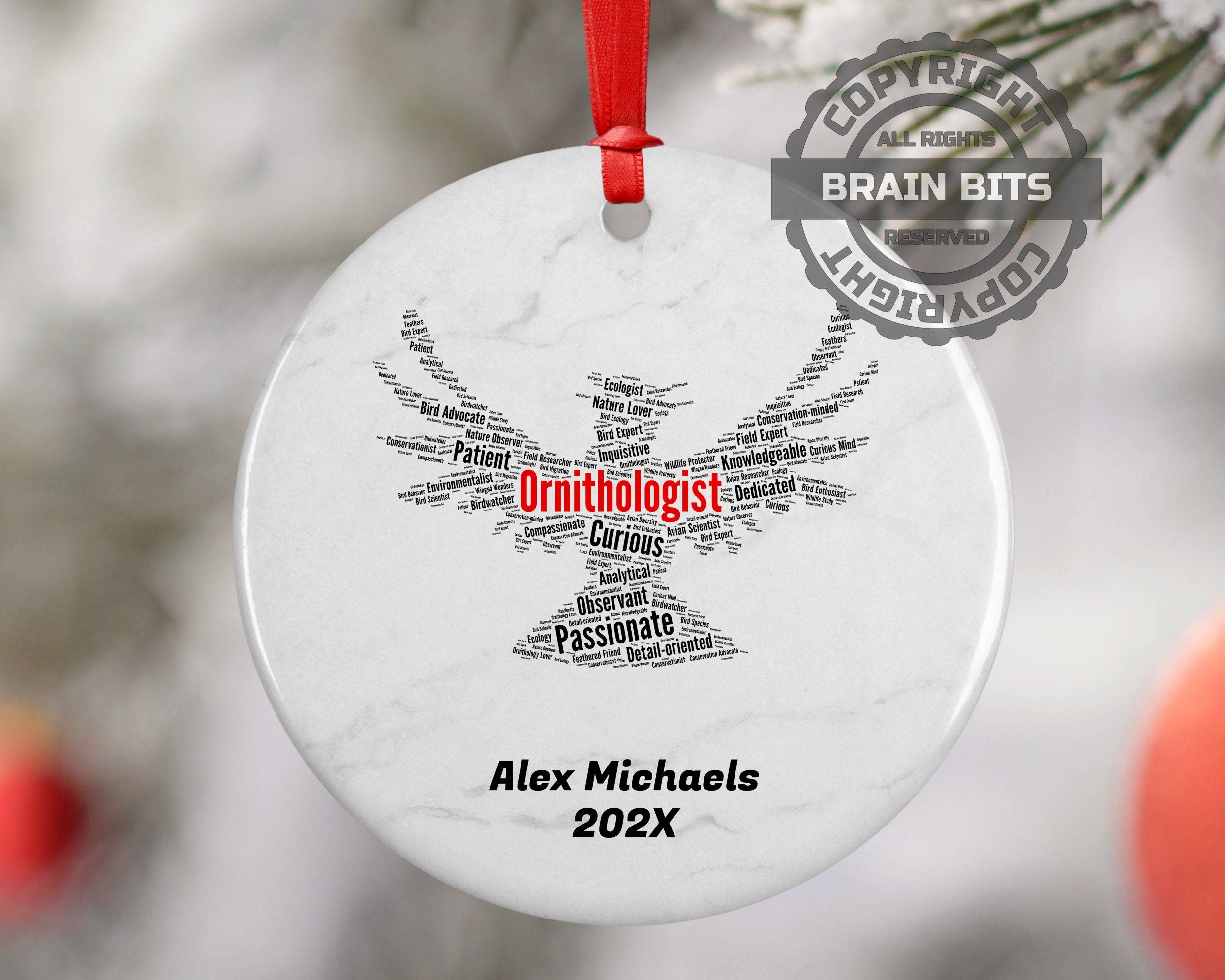 Ornithologist Personalized Christmas Ornament Backup
