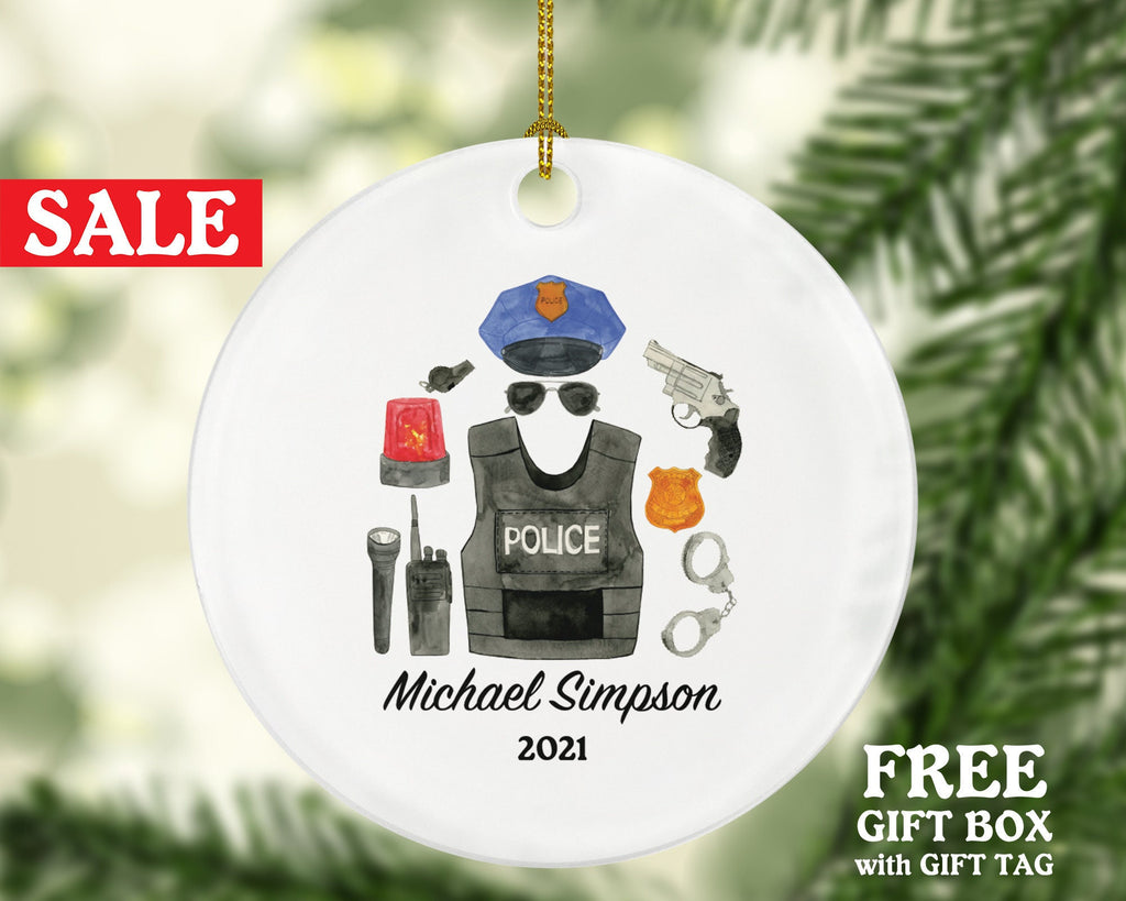Policeman Christmas Ornament Personalized - Police Team Officer Custom Gift - Police Equipment