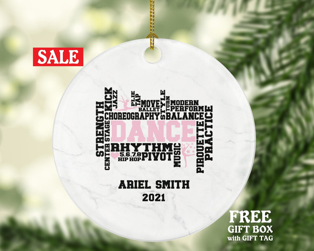 Dance Christmas Ornament Personalized, Dance Studio Gift, Dancer, Pom, Cheer, Tap, Jazz, Ballet, Modern, Gift For Dancer, Teacher