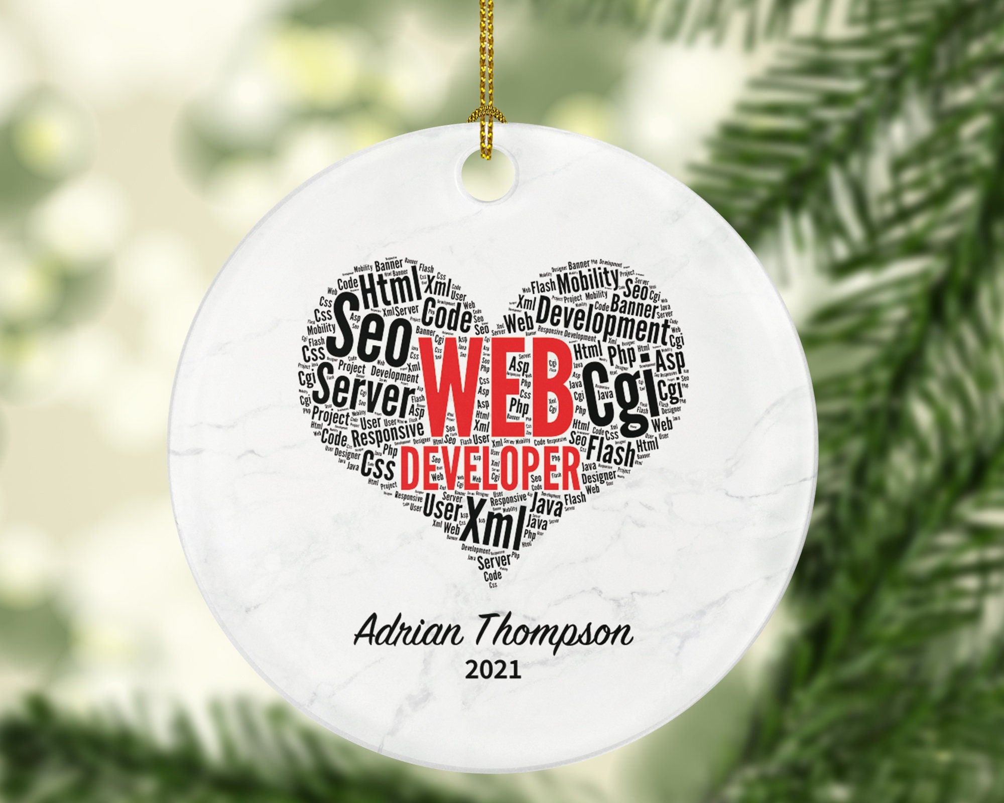 Web Developer Christmas Ornament Personalized - Website Builder Developer Specialist Custom Name Gift