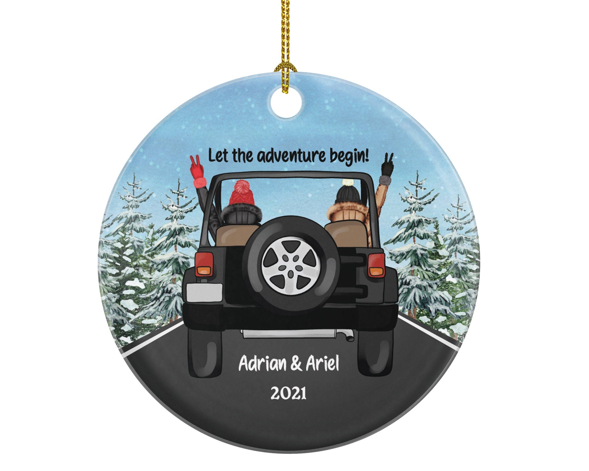 Car Driving Friends Christmas Ornament - Traveled Together First Trip Female Girl Soul Sisters Personalized New Car Gift for SUV Adventure
