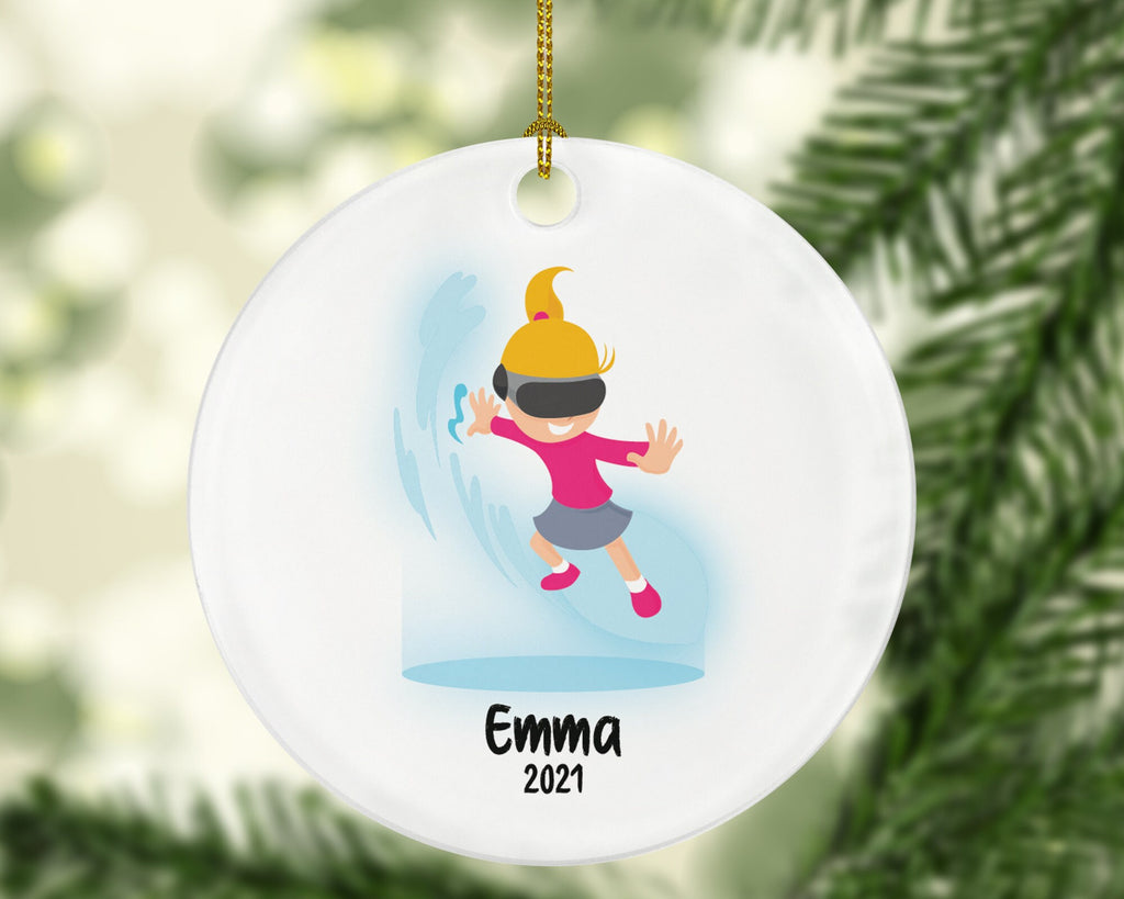 Virtual Reality Male Personalized Christmas Ornament Child for Tree Girl Kid Brown White Skin Hair Blonde Dark Black Video Gamer Game Gift