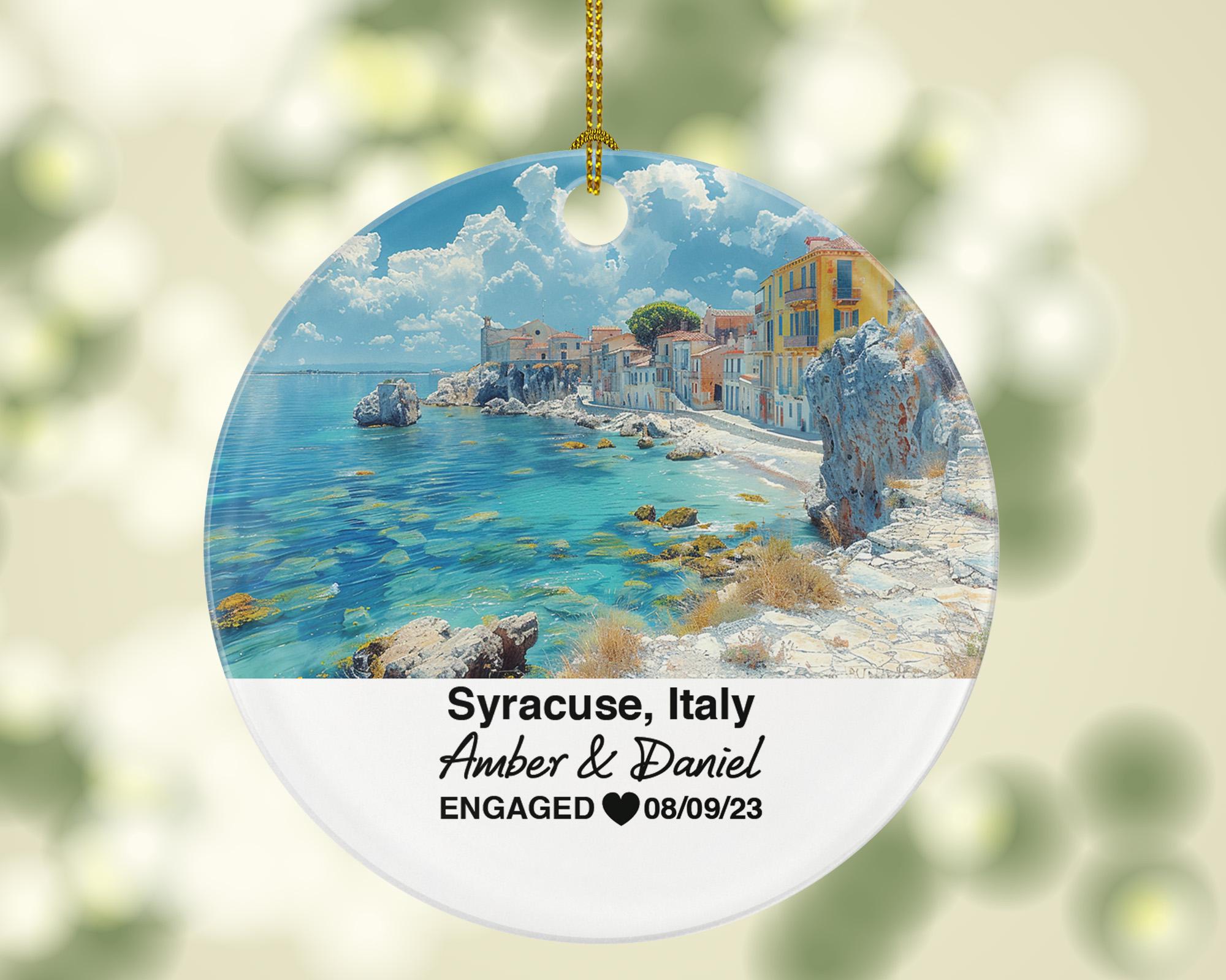 Custom Italy Syracuse Ornament, Piazza Duomo, Ortigia Island, Personalized Couple Gift, Celebrate Wedding, Engagement, Honeymoon
