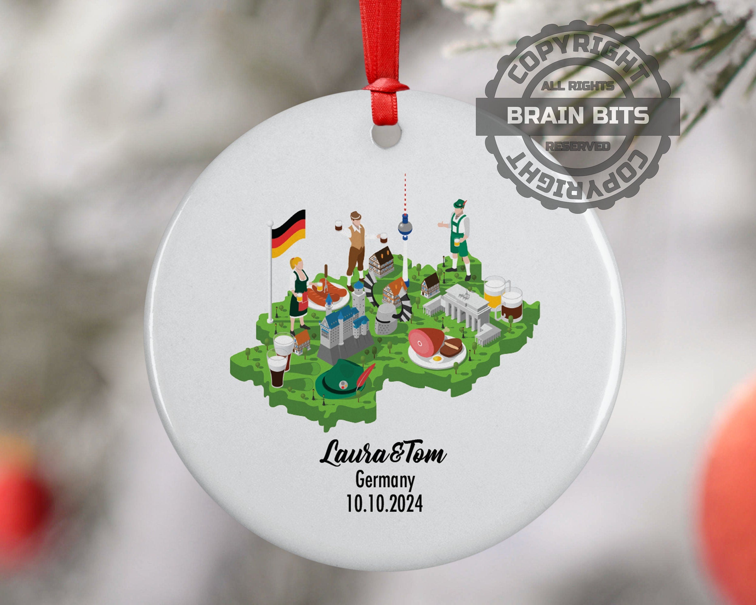 Germany, Ornament, Engagement, Married, Travel, Gift for Engaged Couple, Engagement Gift, Trip, Vacation Souvenir