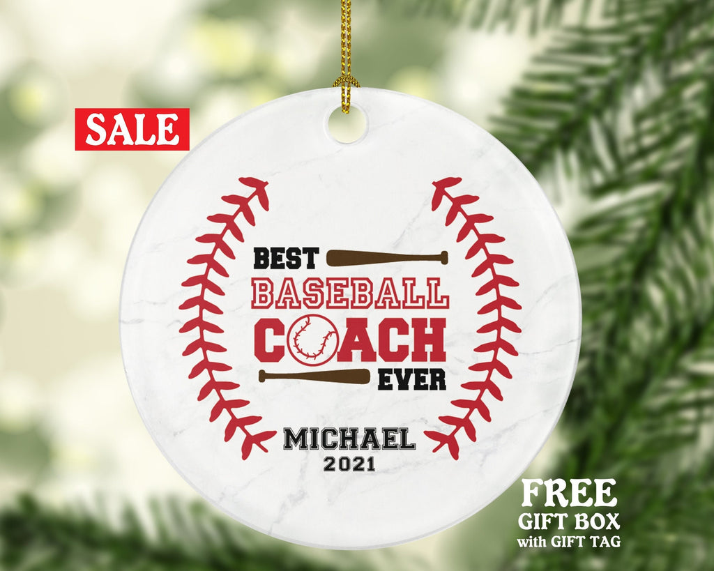 Best Baseball Coach Ever Christmas Ornament Personalized - Player Gamer Sports Decorations Hobby Occupation Custom Gift Play Game