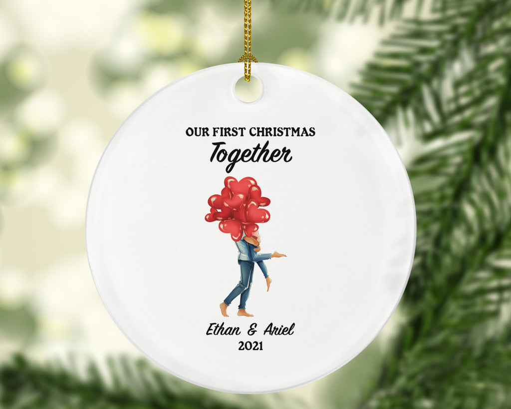 Couple Together Christmas Ornament - First Christmas Together Personalized - New Couple Gift Names and Year