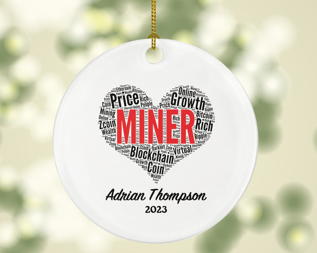 Miner Christmas Ornament Personalized - Gift for a Mining Custom Name
