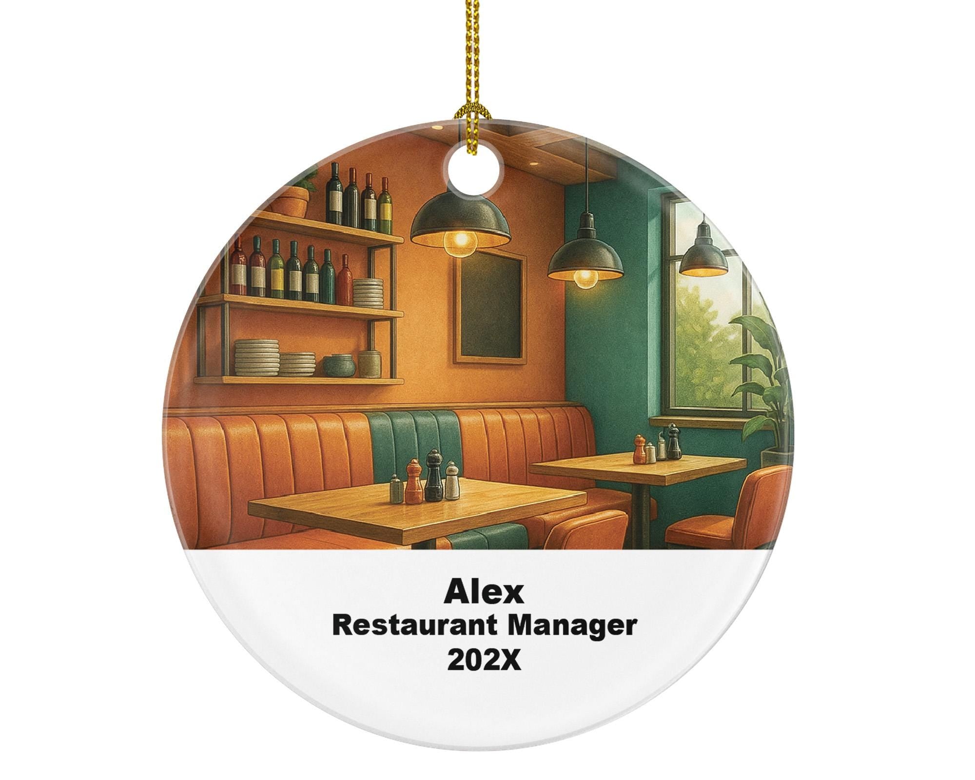 Personalized Restaurant Manager or Owner Ornament – Custom Holiday Gift for Hospitality Leaders – 202X Keepsake