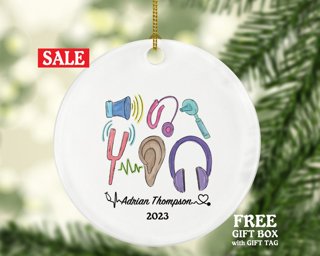 Audiologist Christmas Ornament Personalized - Hearing Doctor Audiology Gift Graduation Thank You Appreciation Gift for Female or Male