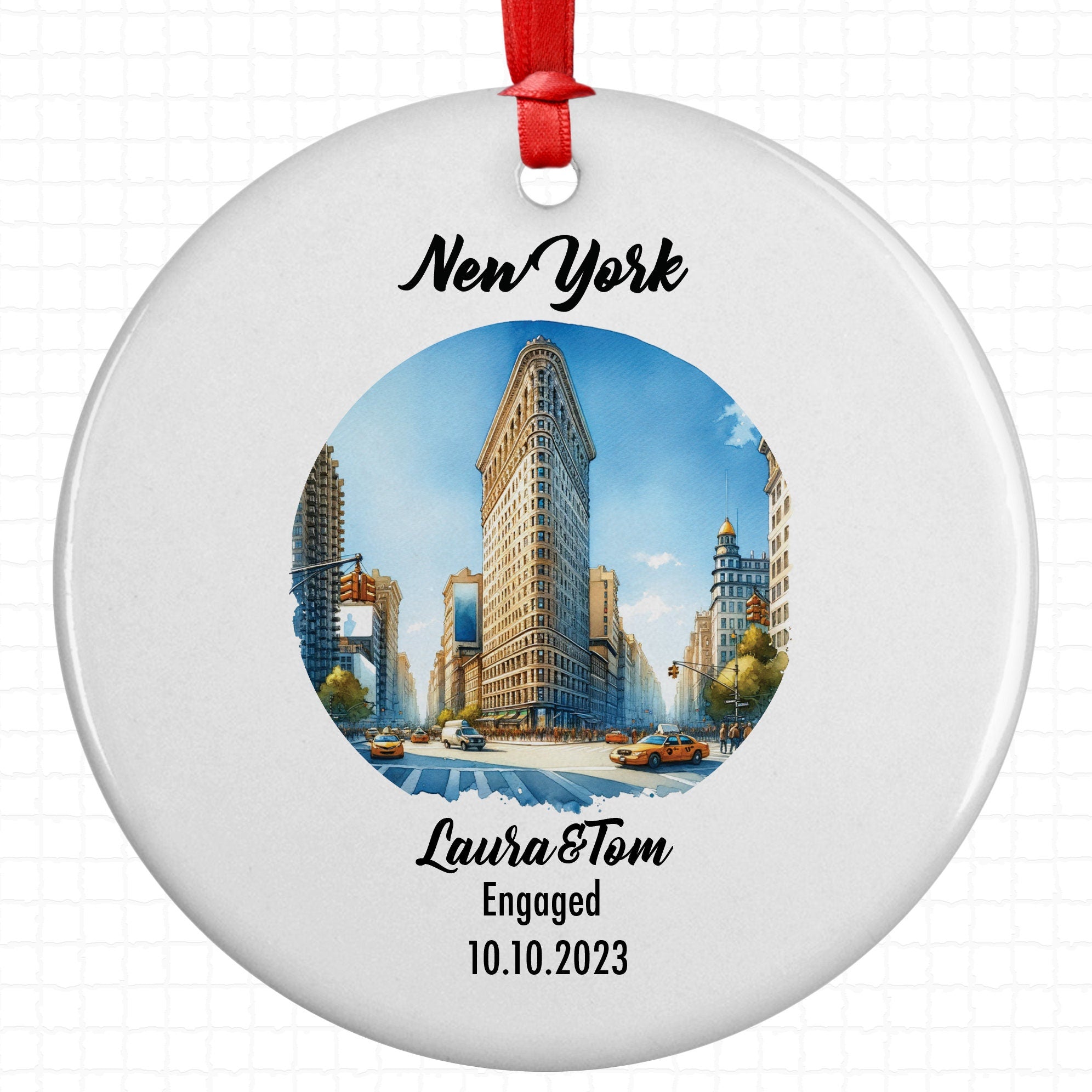 New York Downtown Ornament, Engagement, Married, Travel, Gift for Engaged Couple, Engagement Gift, Trip, Vacation Souvenir