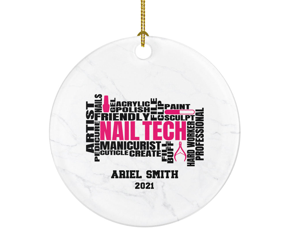 Nail Tech Christmas Ornament Personalized - Nail Care Technician Cosmetology Graduation Beauty Salon Owner Gift