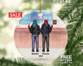 Best Friends BFF Male Boy Drinking Beer Brother Christmas Ornament - Personalized Buddies Gift Custom Besties Forever
