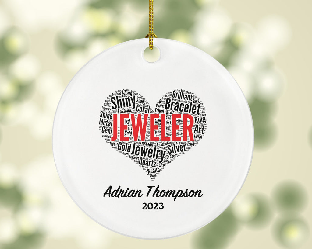 Jeweler Christmas Ornament Personalized - Custom Jewelry Bracelet Gold Silver Metal Shine