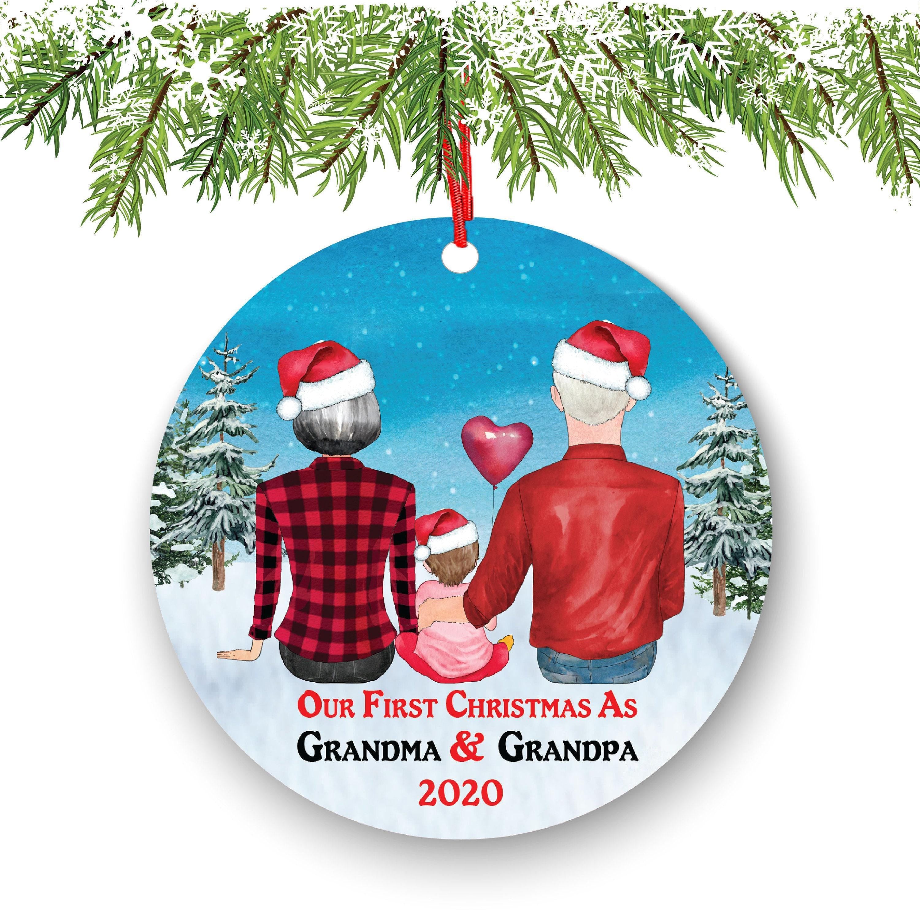 Our First Christmas Ornament: New Grandparents (Ceramic, Personalized)